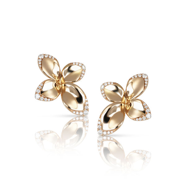 Giardini Segreti Small Rose Gold and Diamond Stud Earrings
